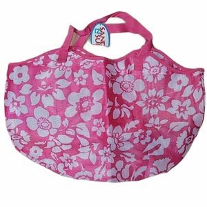 SAND 'N SUN PINK FLORAL MESH LARGE BEACH BAG - NWT